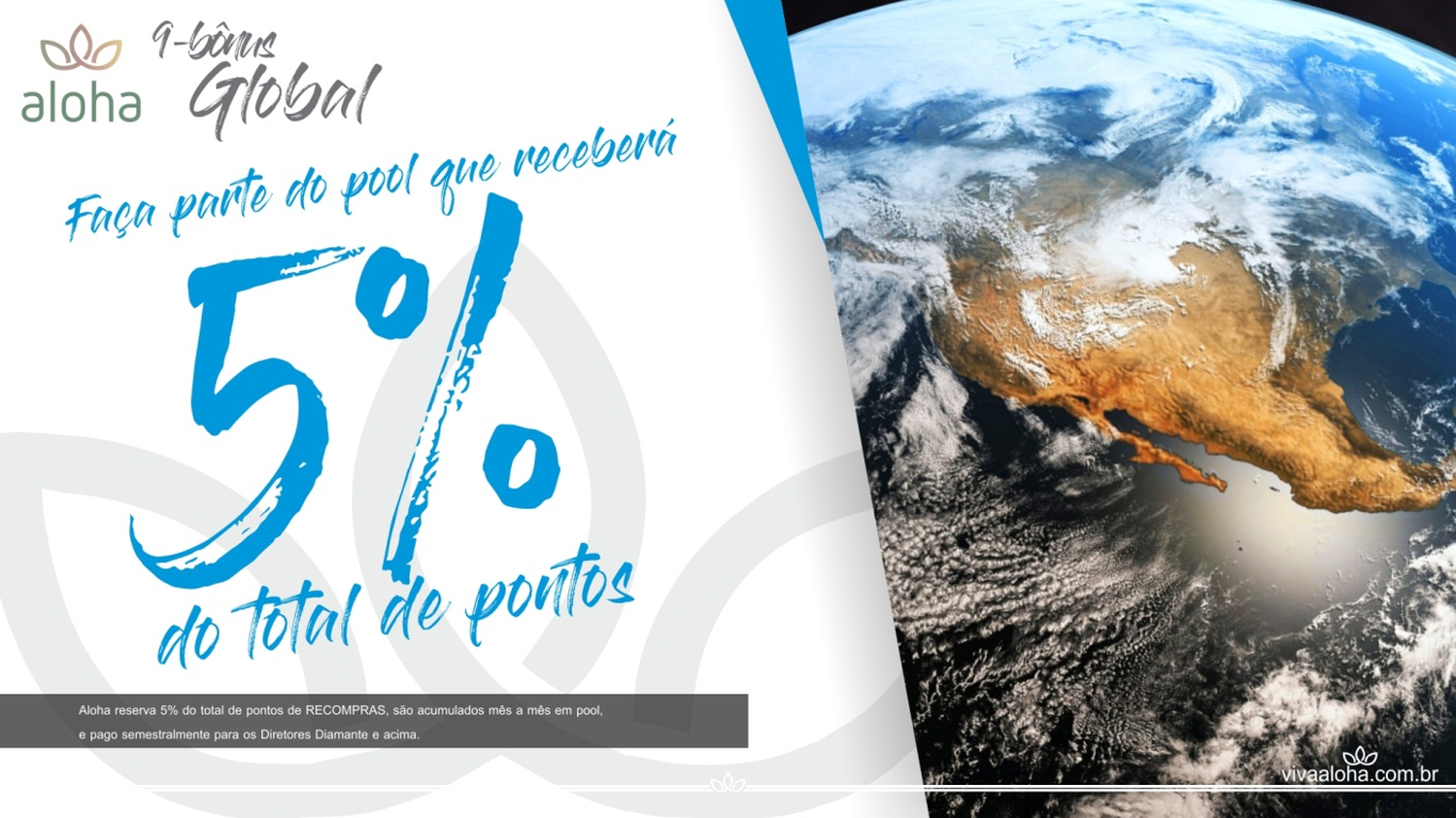 No Bônus Global da Aloha você pode ganhar uma participação de 5% Ganhe uma Participação de 5% no Bônus Global